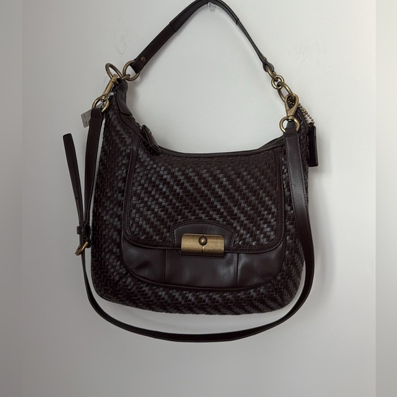 Coach Kristin Woven Brown Leather Hobo, New with tags, Rare Chocolate color - Picture 2 of 14